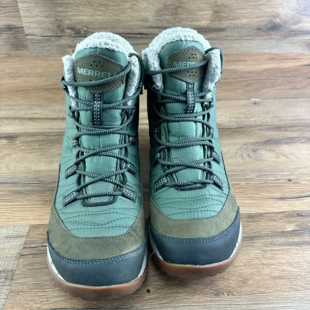Merrell Olive Green Quilted Winter Boots with Faux Fur